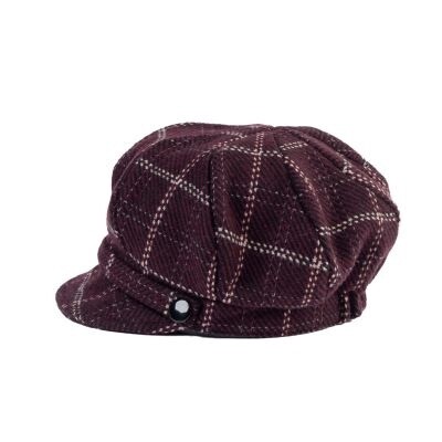 Ladies Newsboy Twill Box Check - Plum