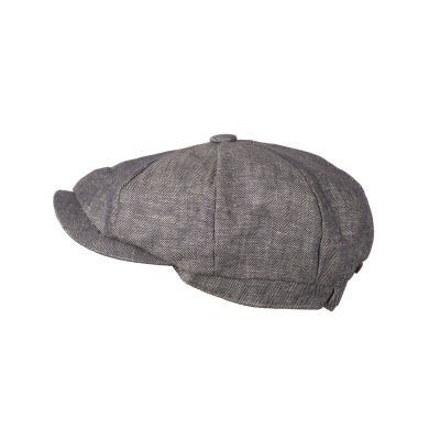 Carlyle Linen Blend Newsboy Cap Herringbone Blue