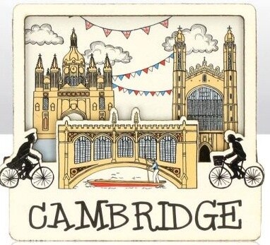 Sketchy Cambridge Wooden Magnet