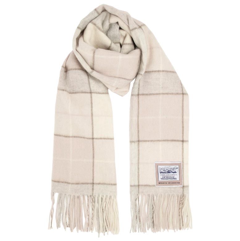 Tartan Woolen Scarf - Natural Box Check