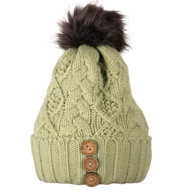 Aran Cable Button Hat Laurel