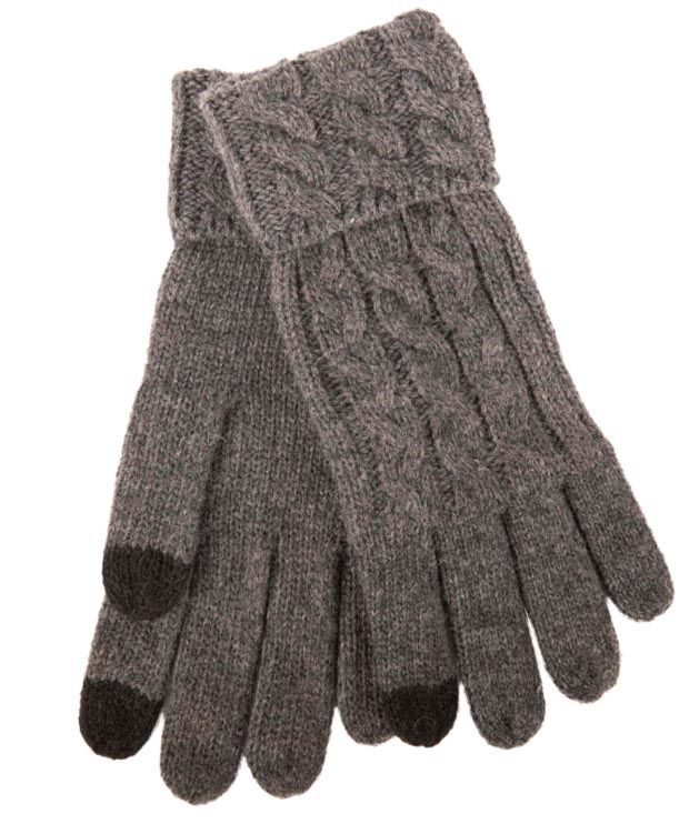 Aran Cable Cuff Fine gg Glove Charcoal