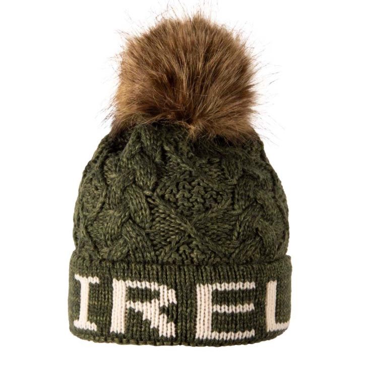 Ireland Cable Text Micro Fleece Lined Green / Cream