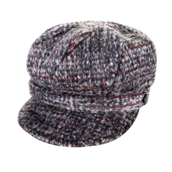Ladies Newsboy Cap - Grey Tweed