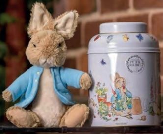 Beatrix Potter Rabbit Plush &amp; 80 Teabag Tea Caddy Gift Set