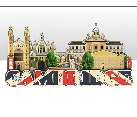 Cambridge Union Jack Skyline Wood Magnet
