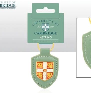 CU Gold Metal Shield Blue Leather Keyring Backing Card