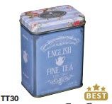 Vintage Floral Portrait Tea Tin Powder Blue