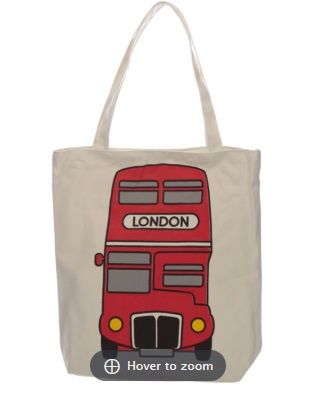 London Icons Red Bus Reusable Zip Up Cotton Bag