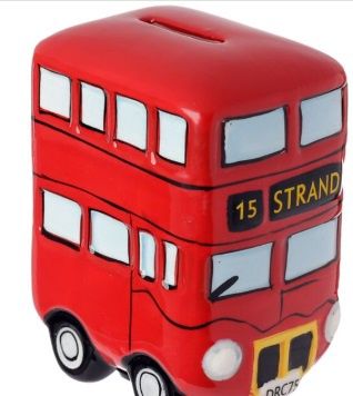 London Icons Red Routemaster Bus Ceramic Money Box