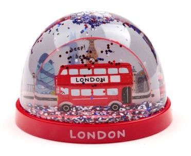 London Souvenir London Bus Medium Glitter Snow Storm