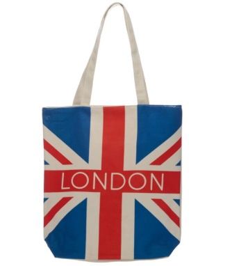 London Union Jack Flag Reusable Zip Up Cotton Bag