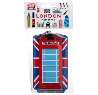 London Souvenir Union Jack Red Telephone Box PVC Luggage Tag