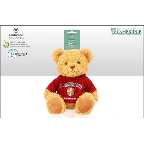 Cambridge University Shield Burgundy Hoodie Soft Toy Bear 20cm