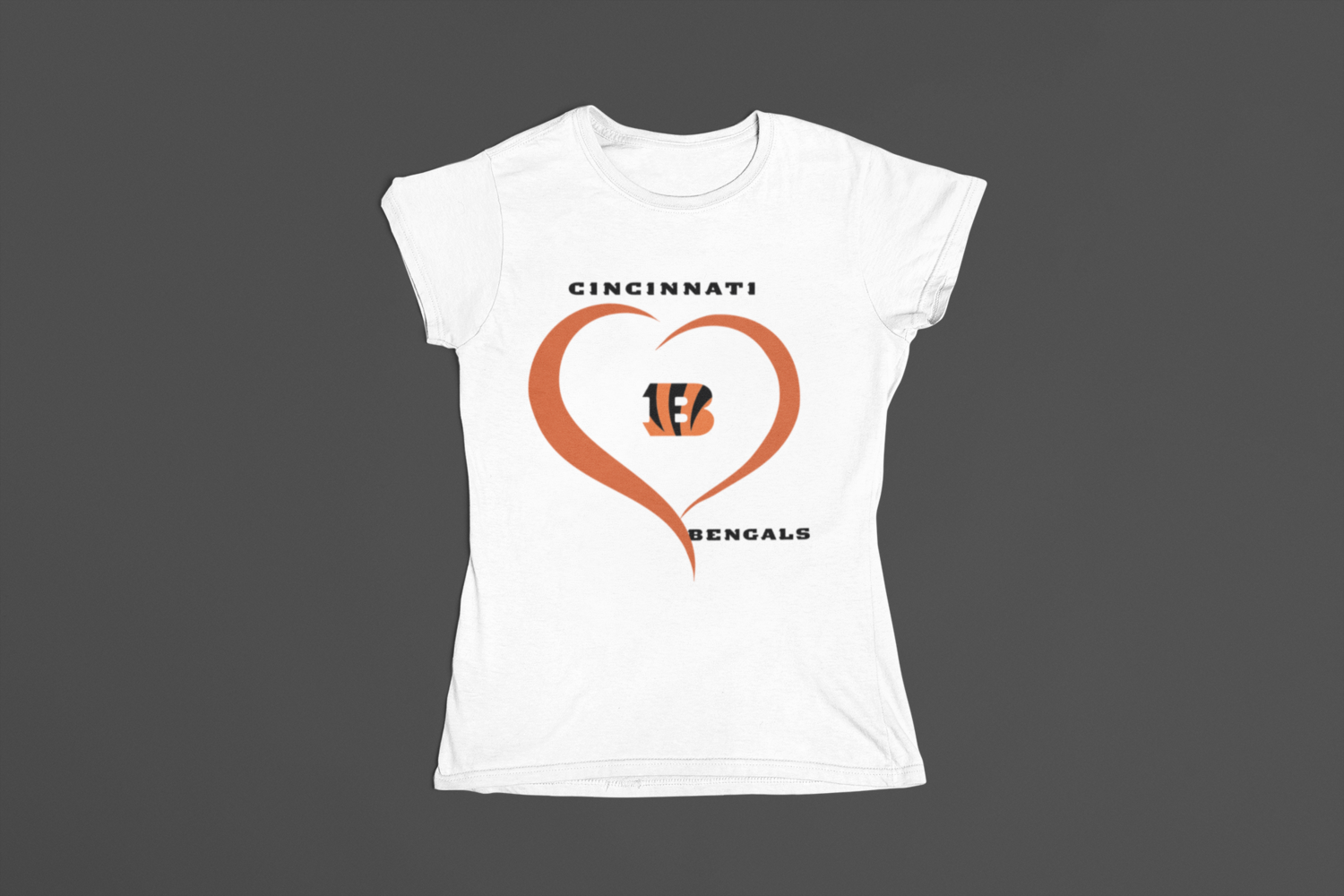 The Bengals, Select your garment type: Tee, Select your design: Bengals Heart, Select your color: White