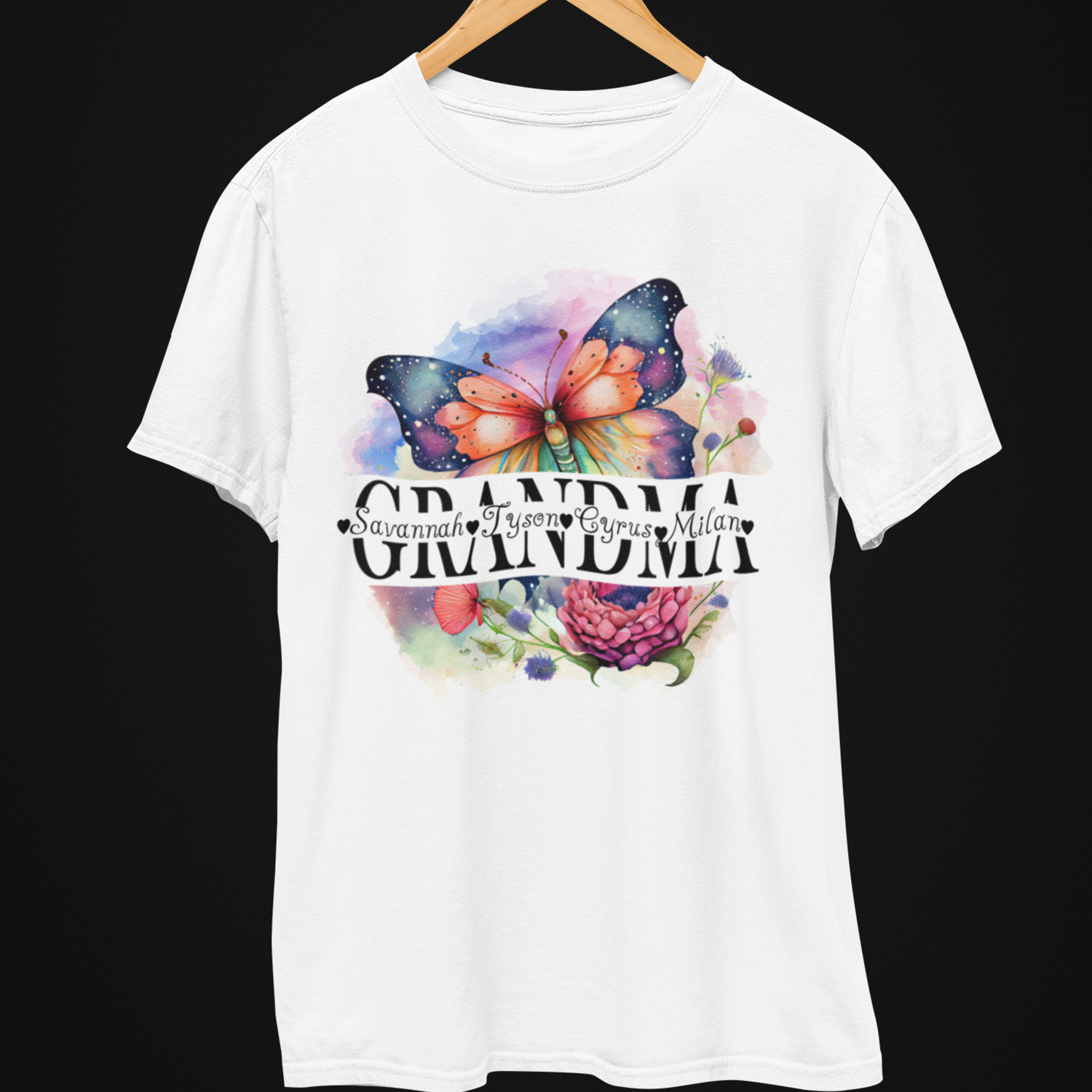 Grandma-Butterfly Custom Name Tee