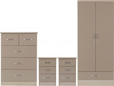 Nevada 2 Door Wardrobe Bedroom Set Oyster