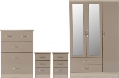 Nevada 3 Door Wardrobe Bedroom Set Oyster