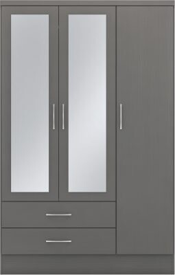 Nevada 3 Door Wardrobe 3D Effect Grey