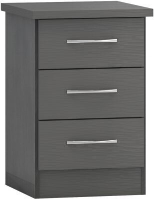 Nevada 3 Drawer Bedside Locker 3D Effect Grey