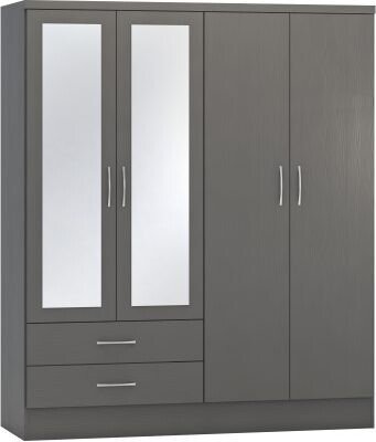 Nevada 4 Door Wardrobe 3D Effect Grey