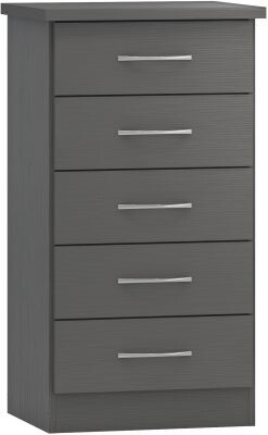 Nevada 5 Drawer Narrow Chest 3D Effect Grey