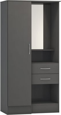 Nevada Vanity 1 Door Wardrobe 3D Effect Grey