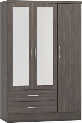 Nevada 3 Door Wardrobe Black Wood Grain
