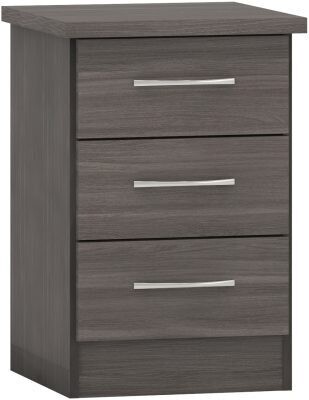 Nevada 3 Drawer Bedside Locker Black Wood Grain