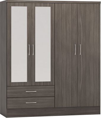 Nevada 4 Door Wardrobe Black Wood Grain