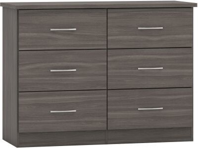 Nevada 6 Drawer Chest. Black Wood Grain