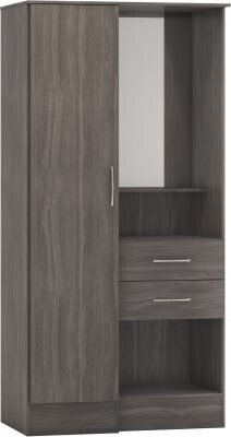 Nevada Vanity 1 Door Wardrobe Black Wood Grain