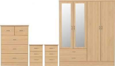 Nevada 4 Door Wardrobe Bedroom Set Sonoma Oak Effect