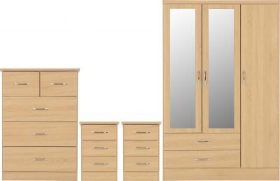 Nevada 3 Door Wardrobe Bedroom Set Sonoma Oak Effect