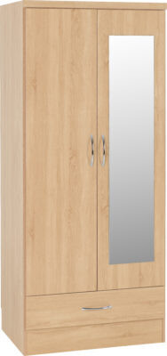 Nevada 2 Door Mirrored Wardrobe Sonoma Oak Effect