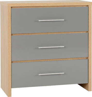 Seville 3 Drawer Chest Grey Gloss