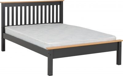 Monaco 5&#39; Low Foot End Bed Grey/Oak Effect