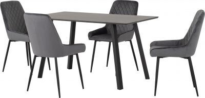 Berlin Dining Set with Avery Chairs Grey Velvet