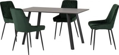 Berlin Dining Set with Avery Chairs Green Velvet