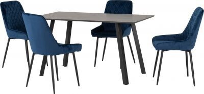 Berlin Dining Set with Avery Chairs Blue Velvet