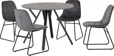 Athens Round Dining Set with Lukas Chairs Grey Velvet