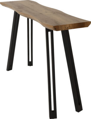 Quebec Wave Edge Console Table - Medium Oak Effect/Black