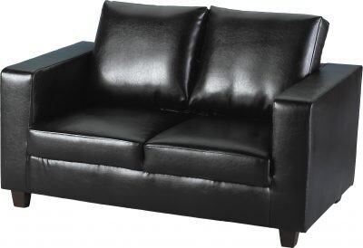 Tempo Two Seater in a Box Black Faux Leather Tempo Two Seater in a Box Black Faux Leather