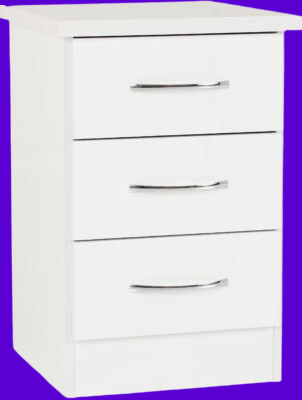 Nevada 3 Drawer Bedside White