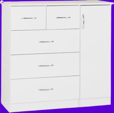 Nevada 5 Drawer Low Wardrobe White