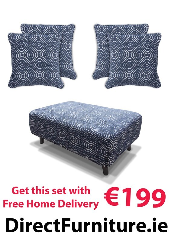 Navy Footstool and 4 Cushions