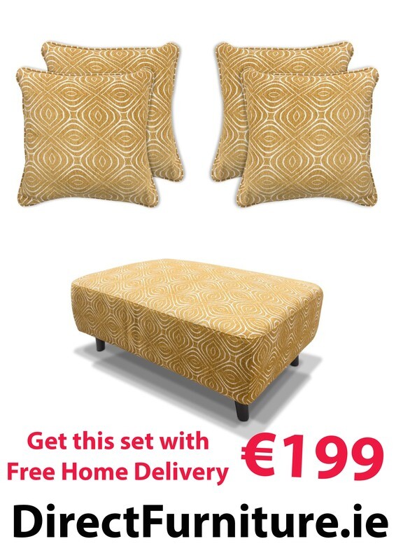 Yellow Footstool and 4 Cushions