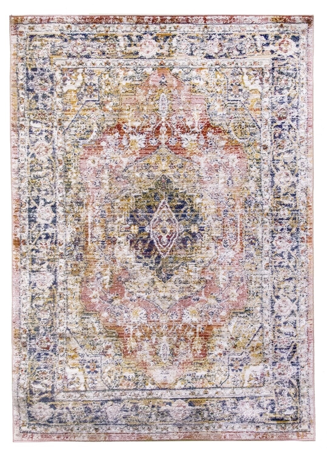 Pink Distressed Rug - Boho Medallion
