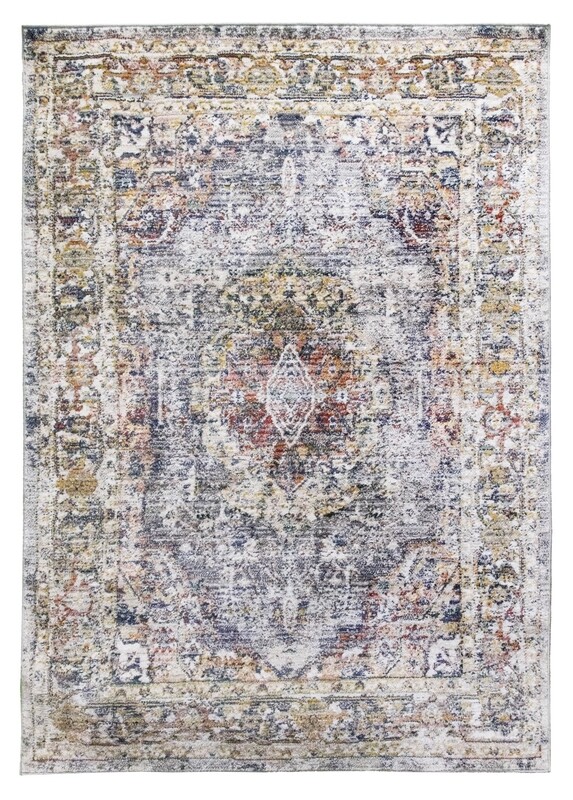Grey Distressed Rug - Boho Medallion