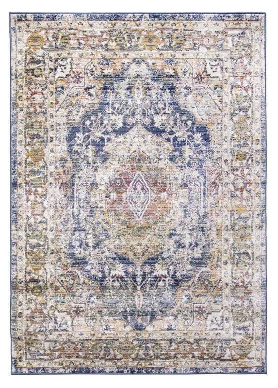 Blue Distressed Rug - Boho Medallion